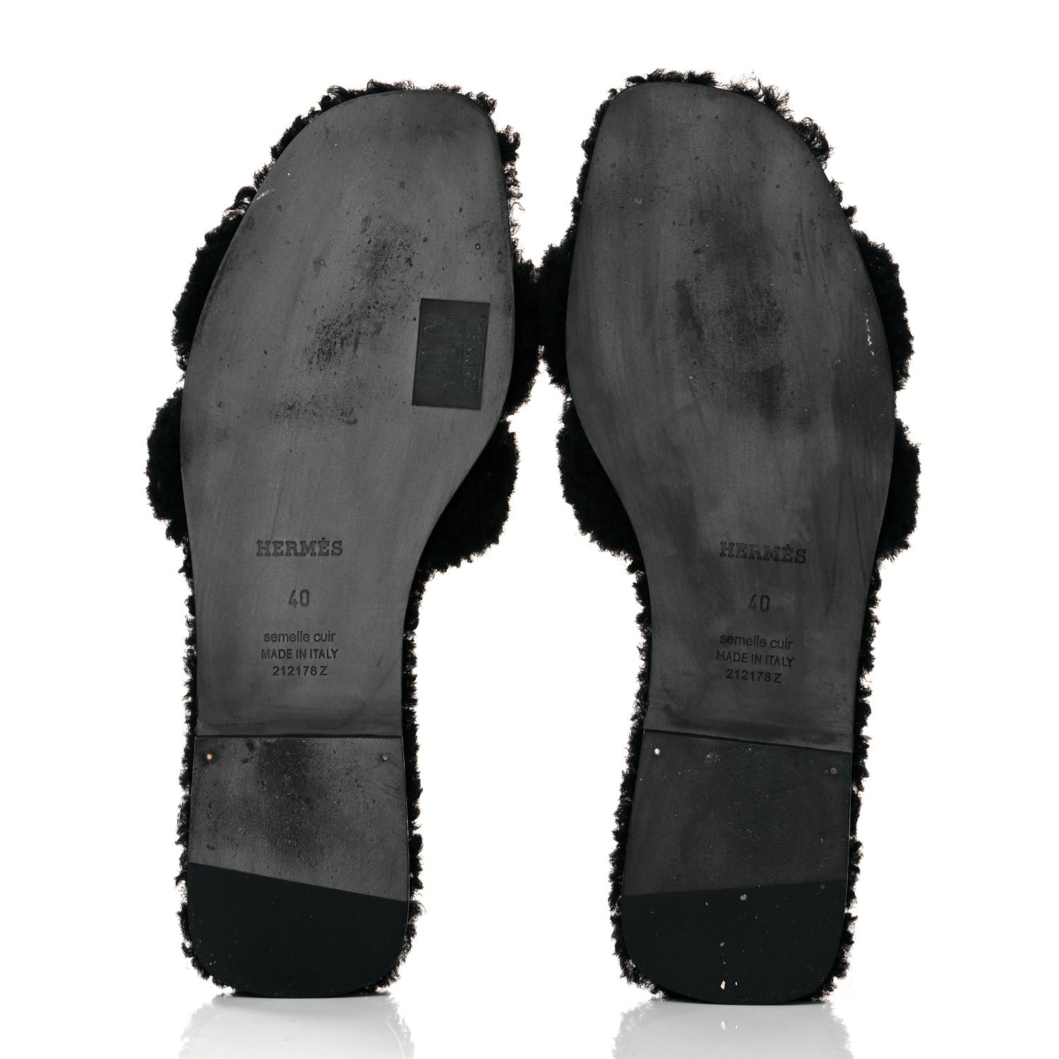 Hermes Woolskin Oran Sandals 40 Black 5 of 7