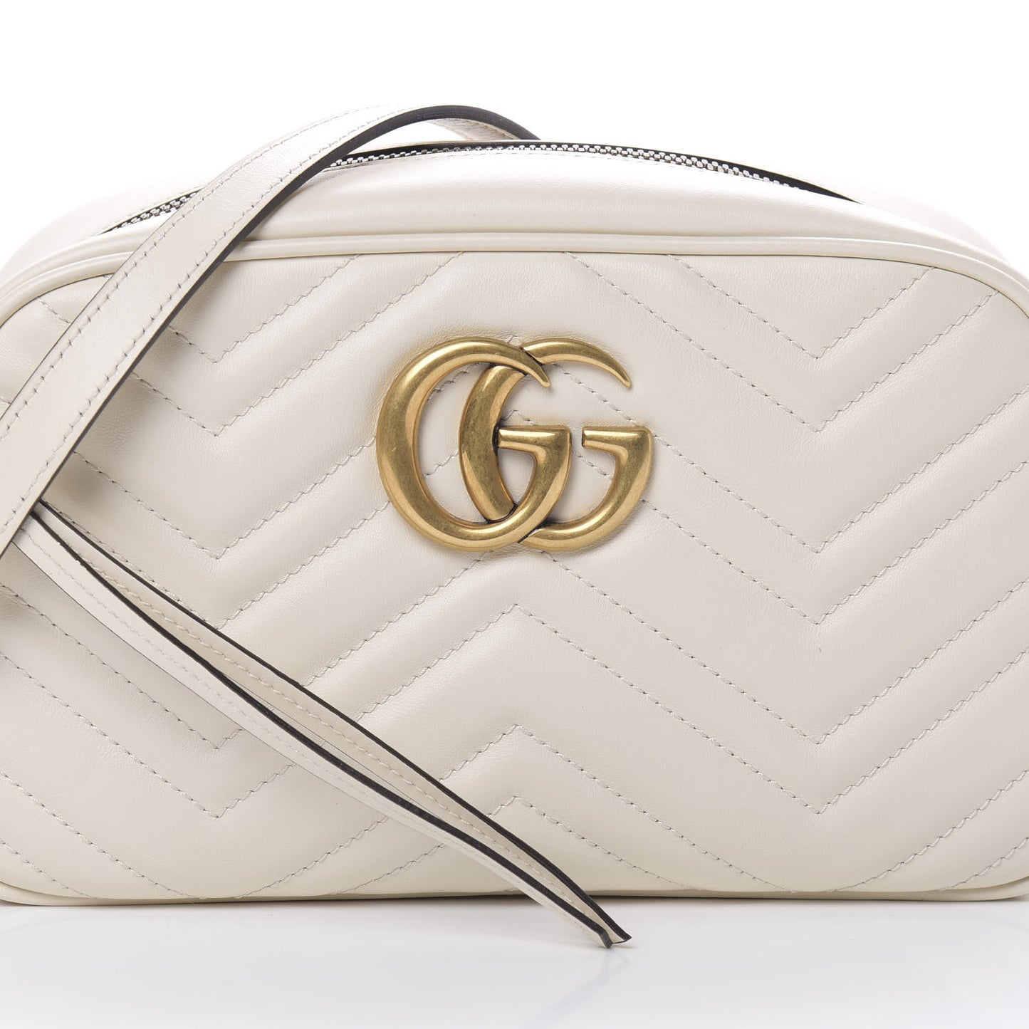 Calfskin Matelasse Small GG Marmont Chain Shoulder Bag White