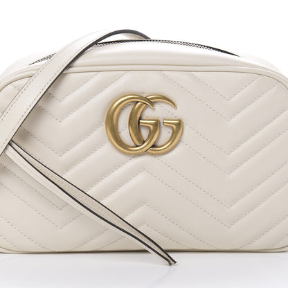 Gucci Calfskin Matelasse Small GG Marmont Chain Shoulder Bag White 8 of 12