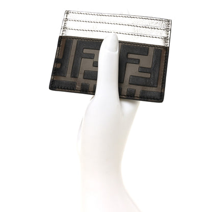 Fendi Vitello Cruise Bi-Color FF 1974 Embossed Card Holder Maya Black Argento 2 of 7