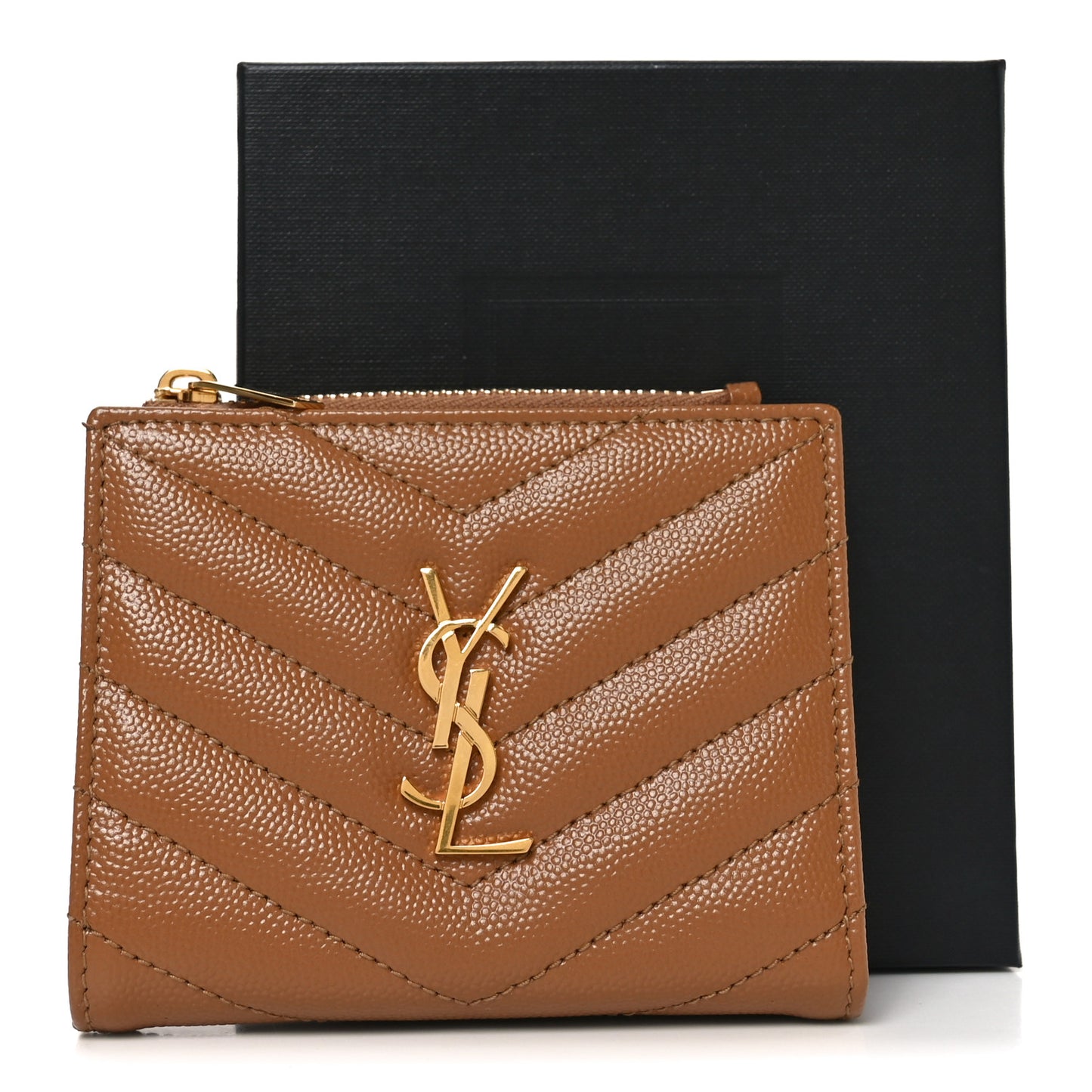 Grain De Poudre Matelasse Chevron Monogram Zipped Card Case Natural Dark