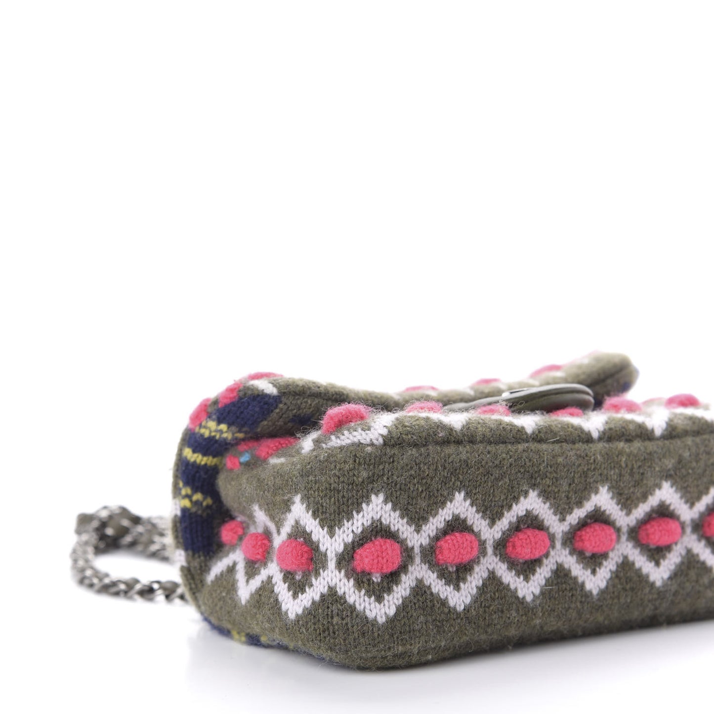 Cashmere Knit Extra Mini Single Flap Khaki Multicolor