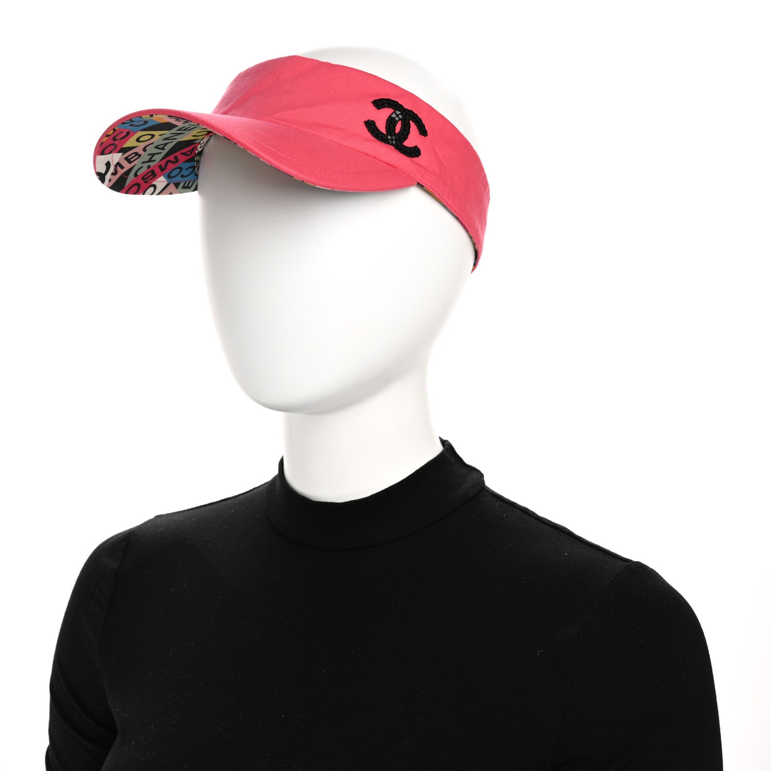 Chanel Cotton Canvas Logo CC Visor Pink Black 2 of 7