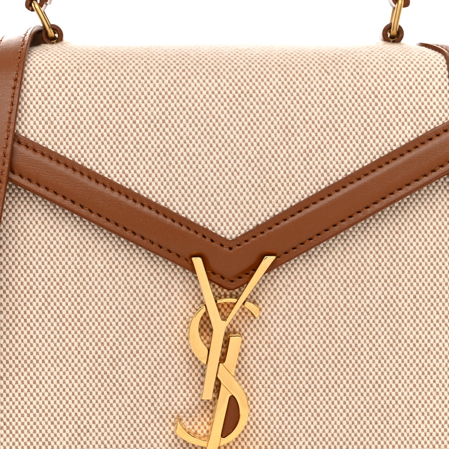 Canvas Calfskin Mini Classic Monogram Cassandra Top Handle Tan Natural