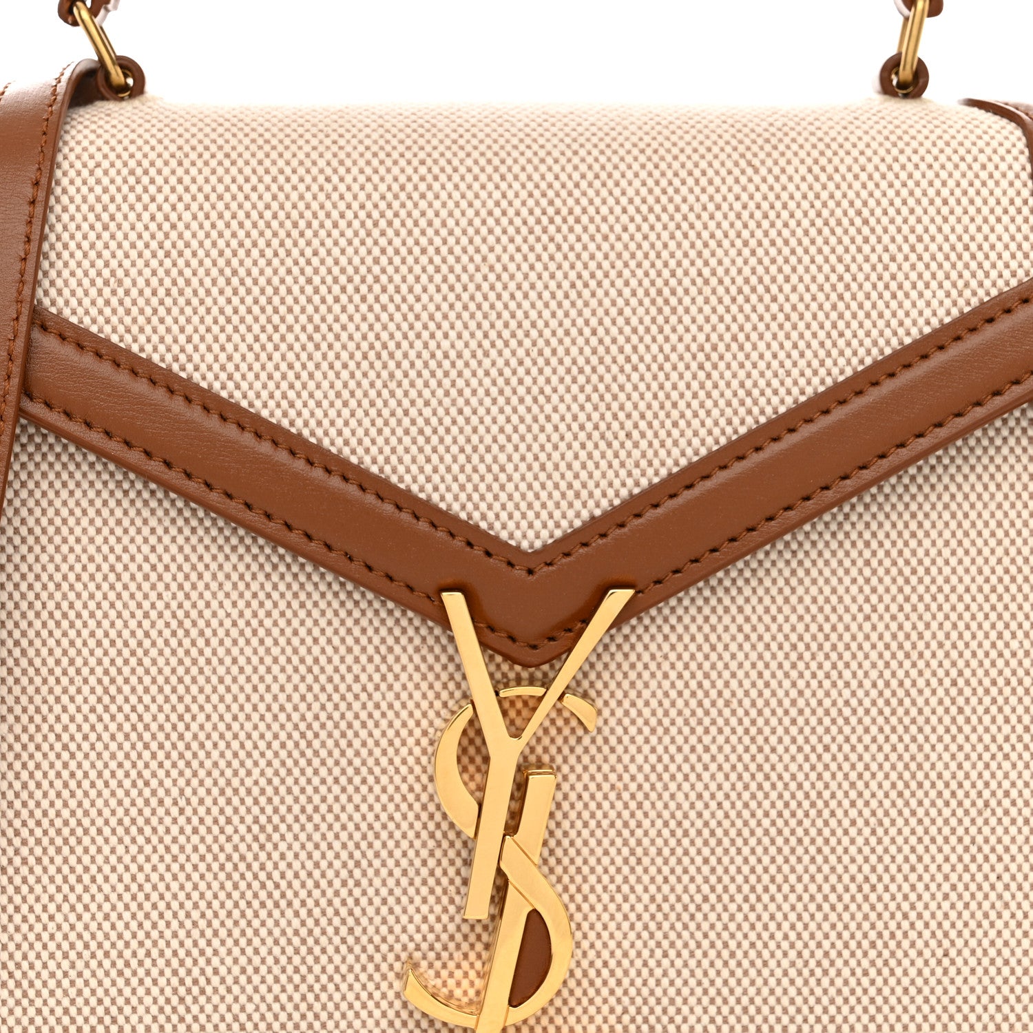 Saint Laurent Canvas Calfskin Mini Classic Monogram Cassandra Top Handle Tan Natural 8 of 10