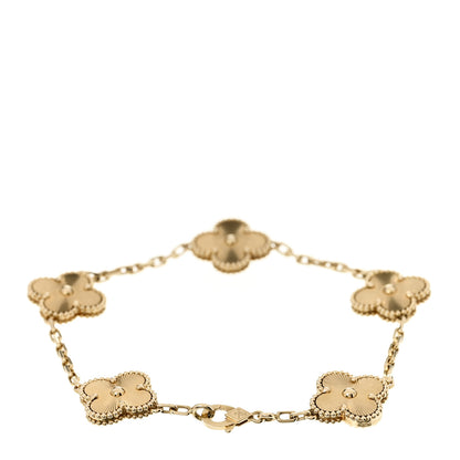 Van Cleef & Arpels 18K Yellow Gold 5 Motifs Guilloche Vintage Alhambra Bracelet 3 of 5
