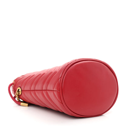 Gucci Calfskin Matelasse Mini GG Marmont 2.0 Bucket Bag Hibiscus Red 4 of 10