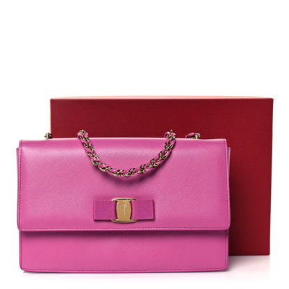 Salvatore Ferragamo Printed Calfskin Ginny Shoulder Bag Fuchsia 13 of 13