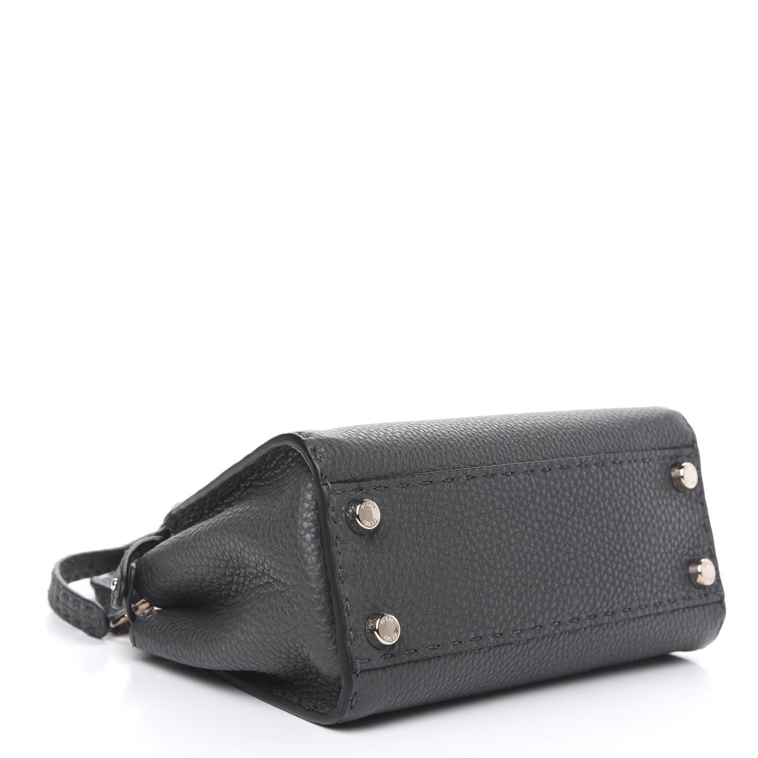 Fendi Cuoio Romano Selleria Bi-Color Mini Peekaboo Iconic Satchel Asfalto Latte 3 of 9