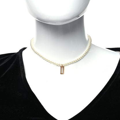 Christian Dior Pearl D Necklace Gold 1 of 5