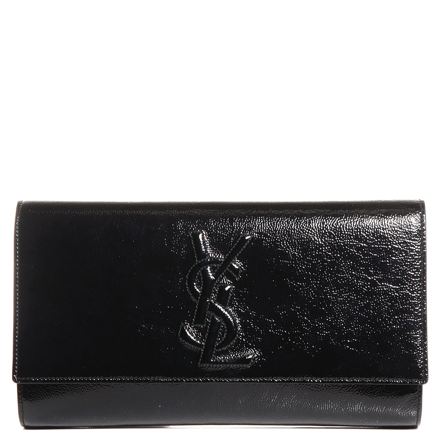 Textured Patent Monogram Large Belle De Jour Clutch Black