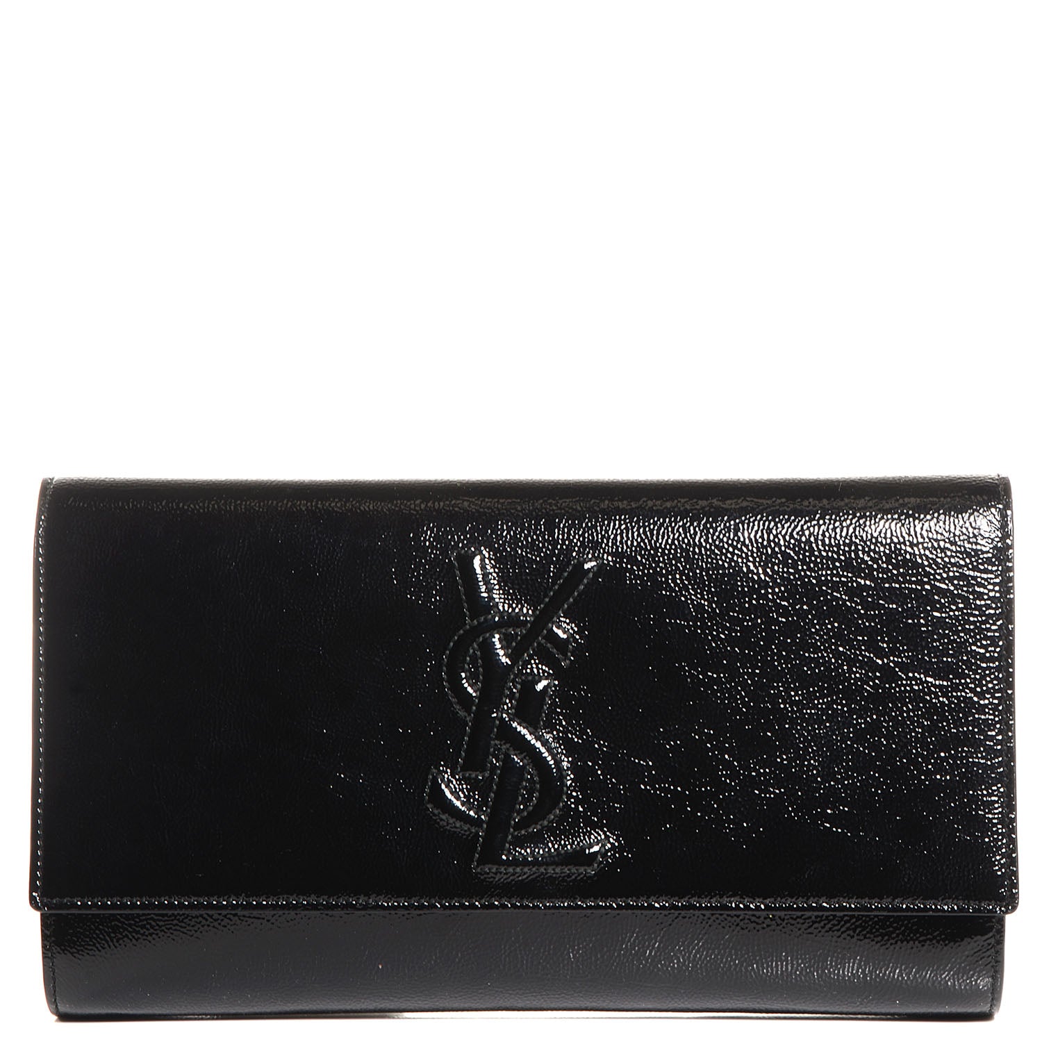 Saint Laurent Textured Patent Monogram Large Belle De Jour Clutch Black 1 of 7