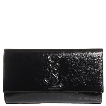 Saint Laurent Textured Patent Monogram Large Belle De Jour Clutch Black 1 of 7