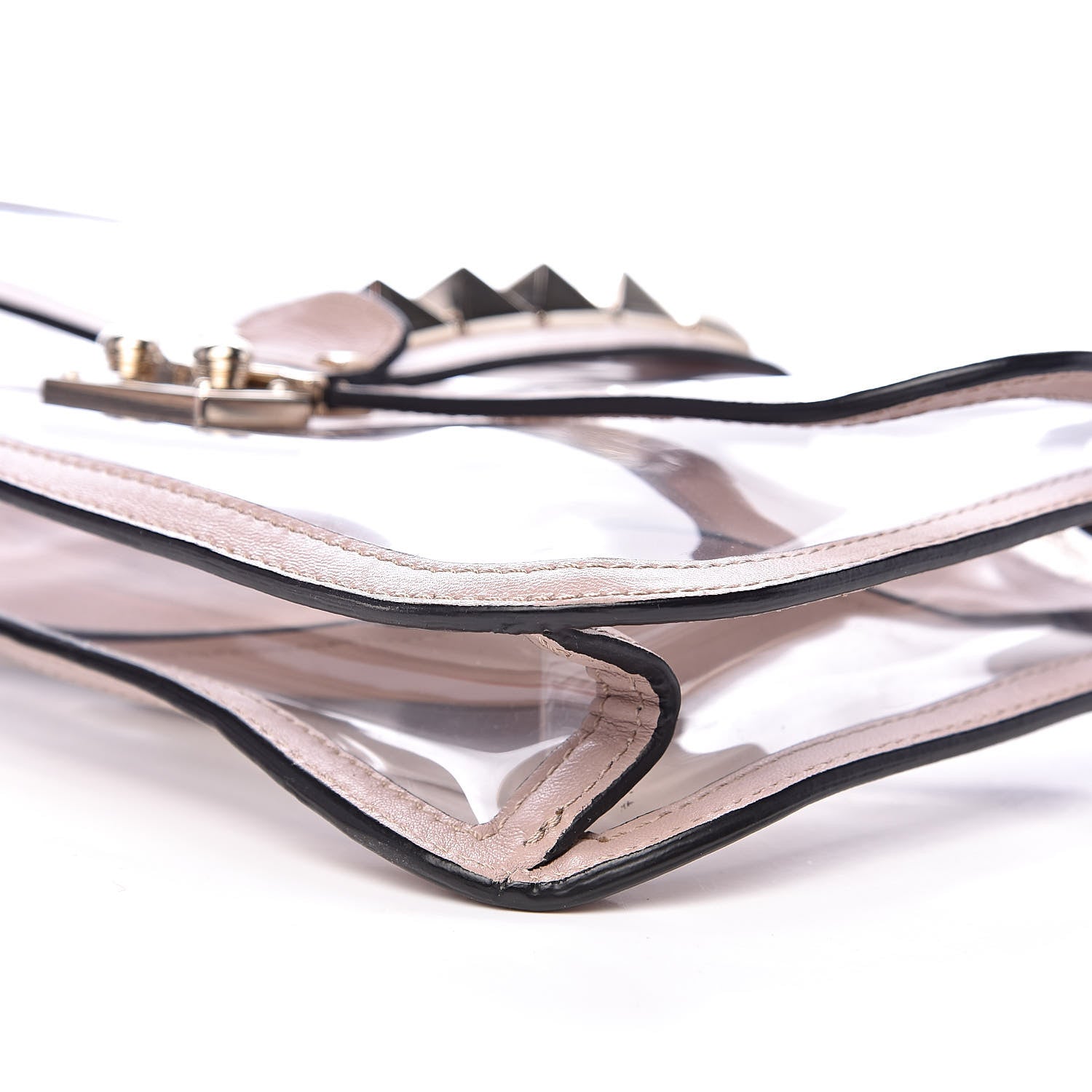 Valentino Garavani PVC Nappa Naked Medium Glam Lock Rockstud Flap Poudre 9 of 10