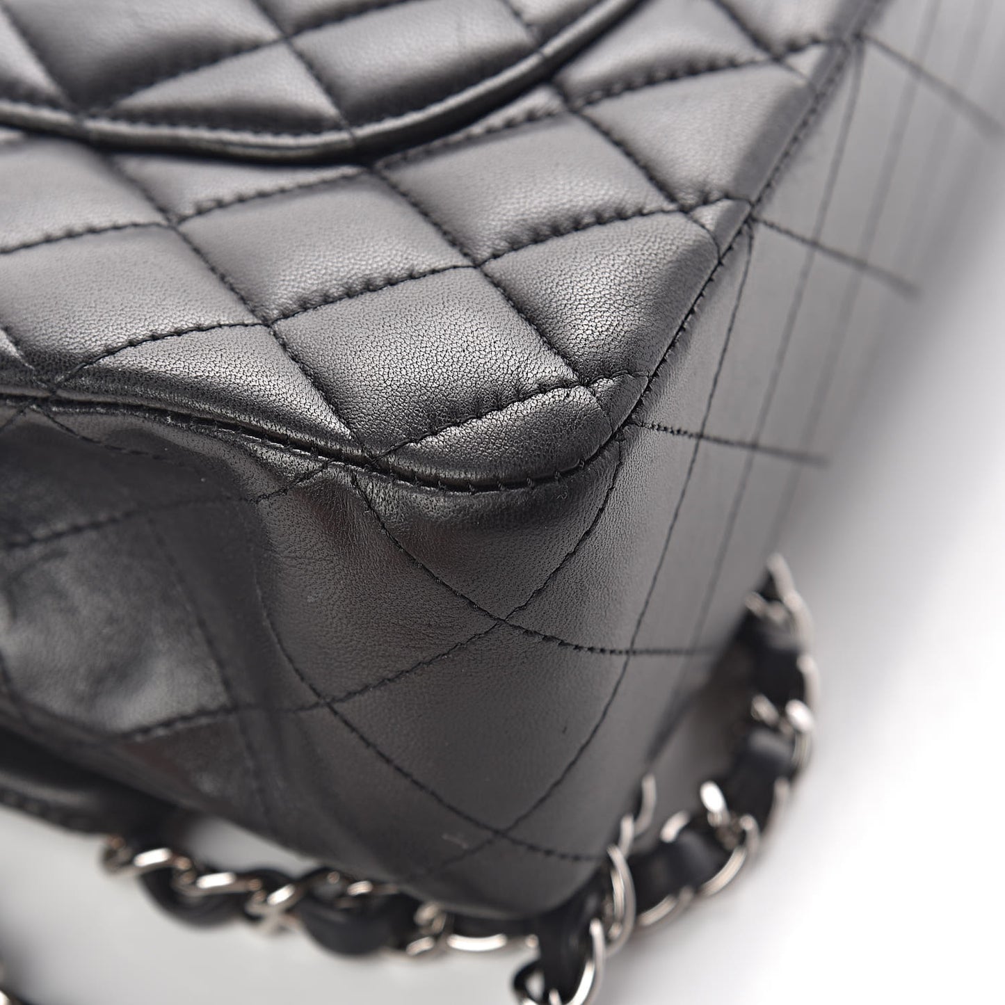 Lambskin Quilted Medium Double Flap Black