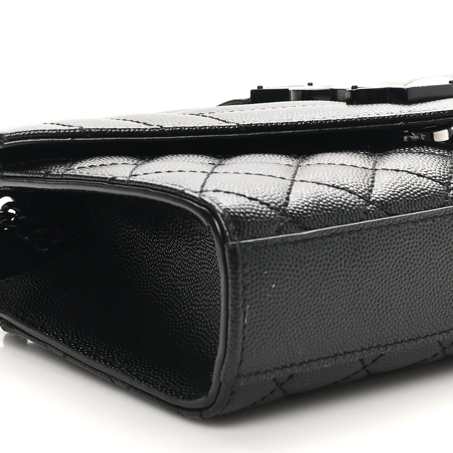 Saint Laurent Grain De Poudre Textured Mixed Matelasse Triquilt Small Monogram Monochrome Satchel Black 9 of 11