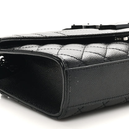 Saint Laurent Grain De Poudre Textured Mixed Matelasse Triquilt Small Monogram Monochrome Satchel Black 9 of 11