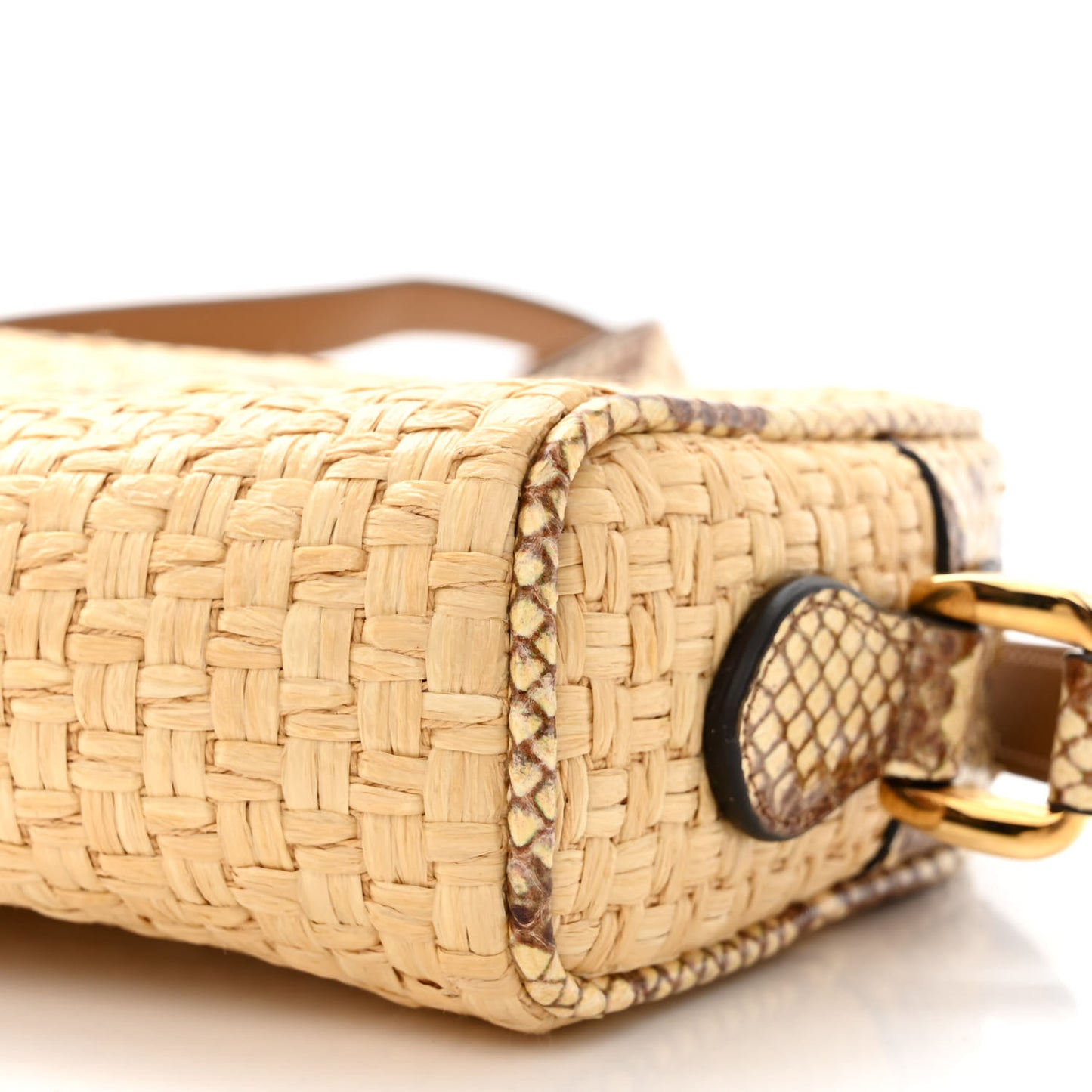 Raffia Elaphe Mini Ophidia Shoulder Bag Natural Cream Brown
