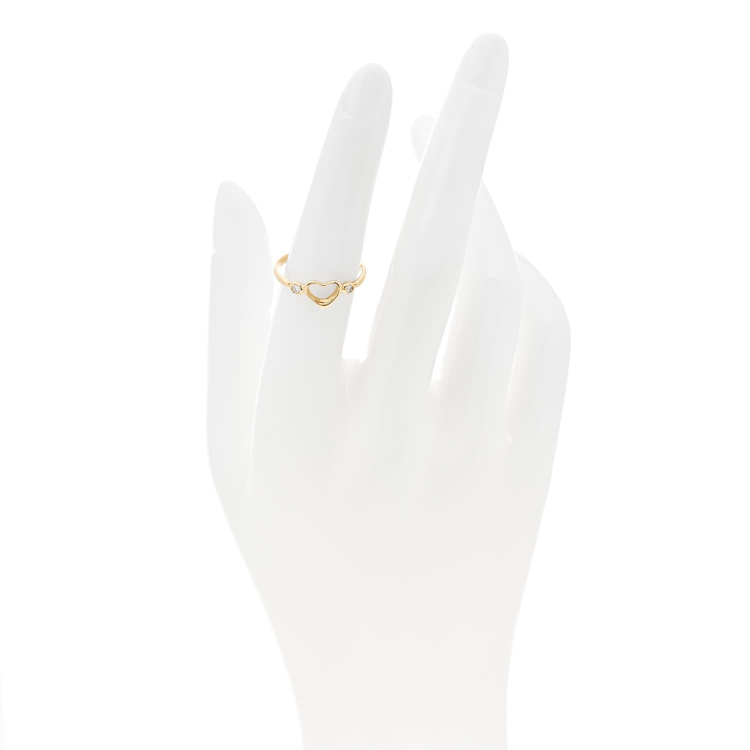 Tiffany 18K Yellow Gold Diamond Mini Elsa Peretti Open Heart Ring 53 6.25 2 of 5
