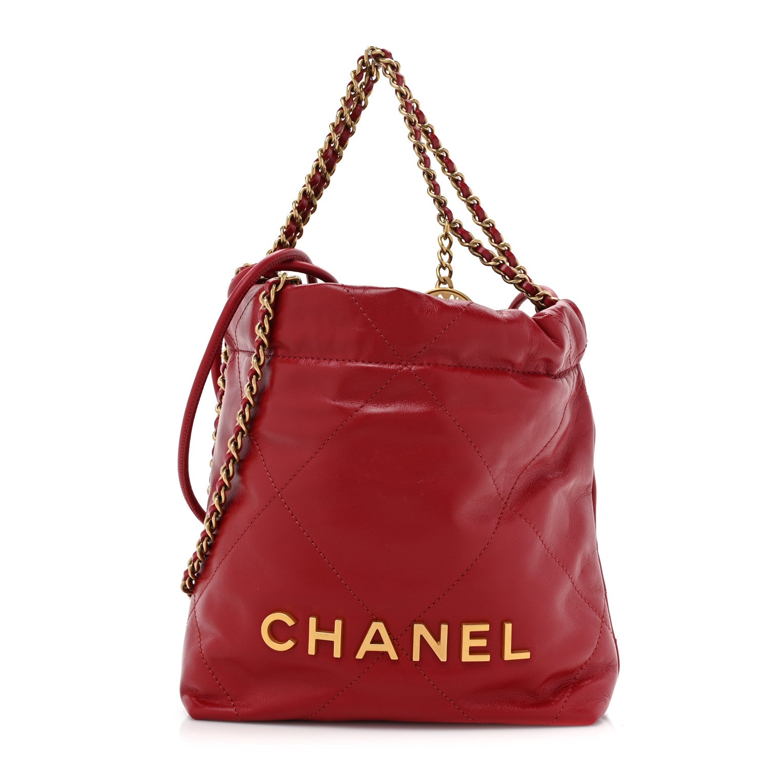Chanel Shiny Calfskin Quilted Mini Chanel 22 Red 2 of 9