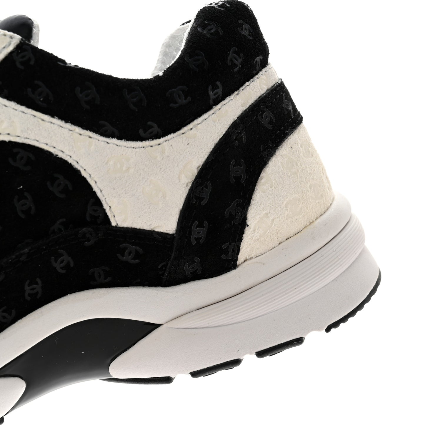 Nylon Suede Calfskin Printed CC Sneakers 39 White Black