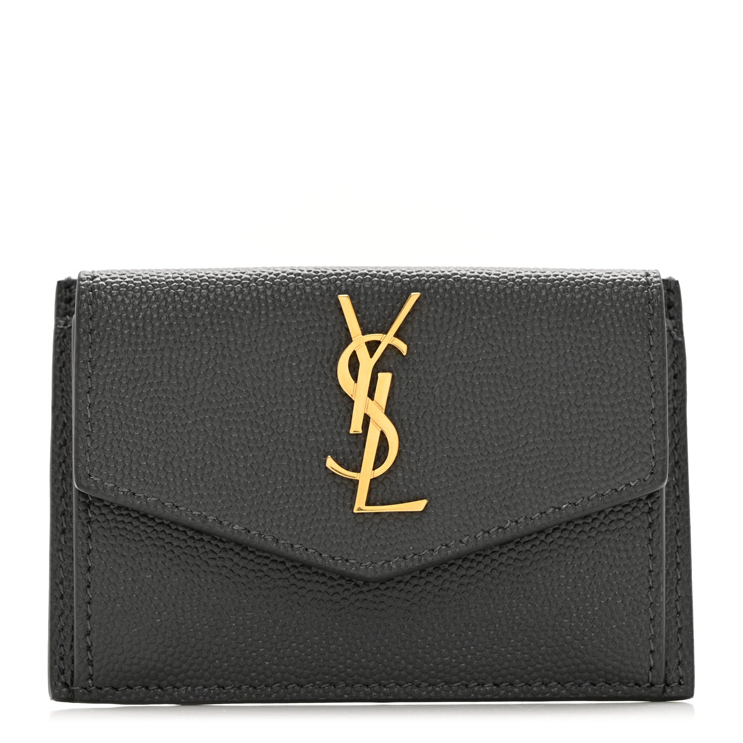 Saint Laurent Grain De Poudre Uptown Monogram Card Case Black 1 of 7