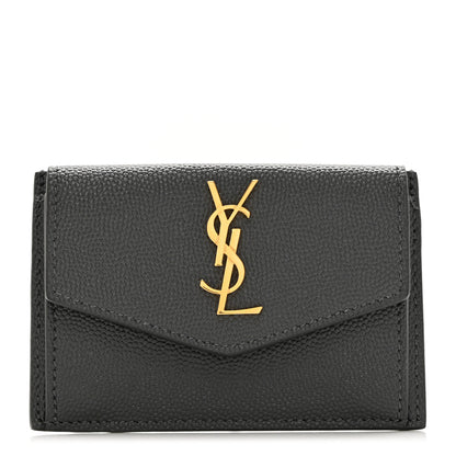 Saint Laurent Grain De Poudre Uptown Monogram Card Case Black 1 of 7