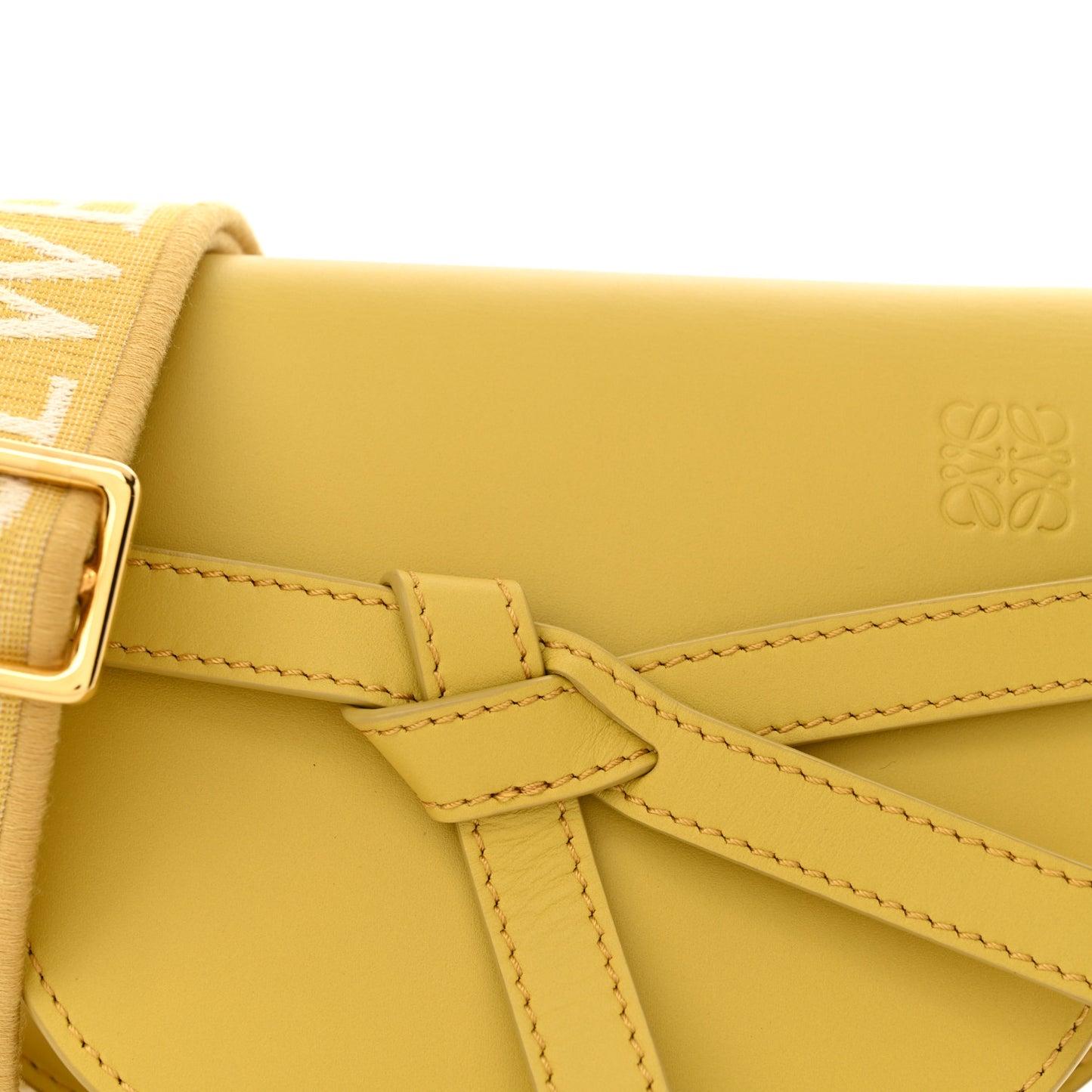 Calfskin Jacquard Mini Gate Dual Bag Dark Yellow