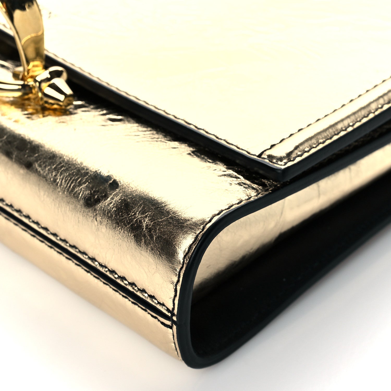 Alexander McQueen Metallic Crash Calfskin The Story Crossbody Bag Gold 9 of 9