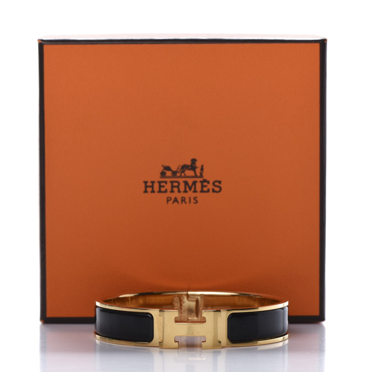 Enamel Narrow Clic Clac H Bracelet PM Black