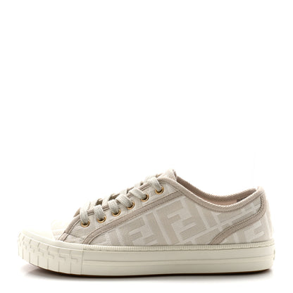 Fendi Tessuto Jacquard FF Womens Domino Low Top Sneakers 37 Avorio Tortora 1 of 8