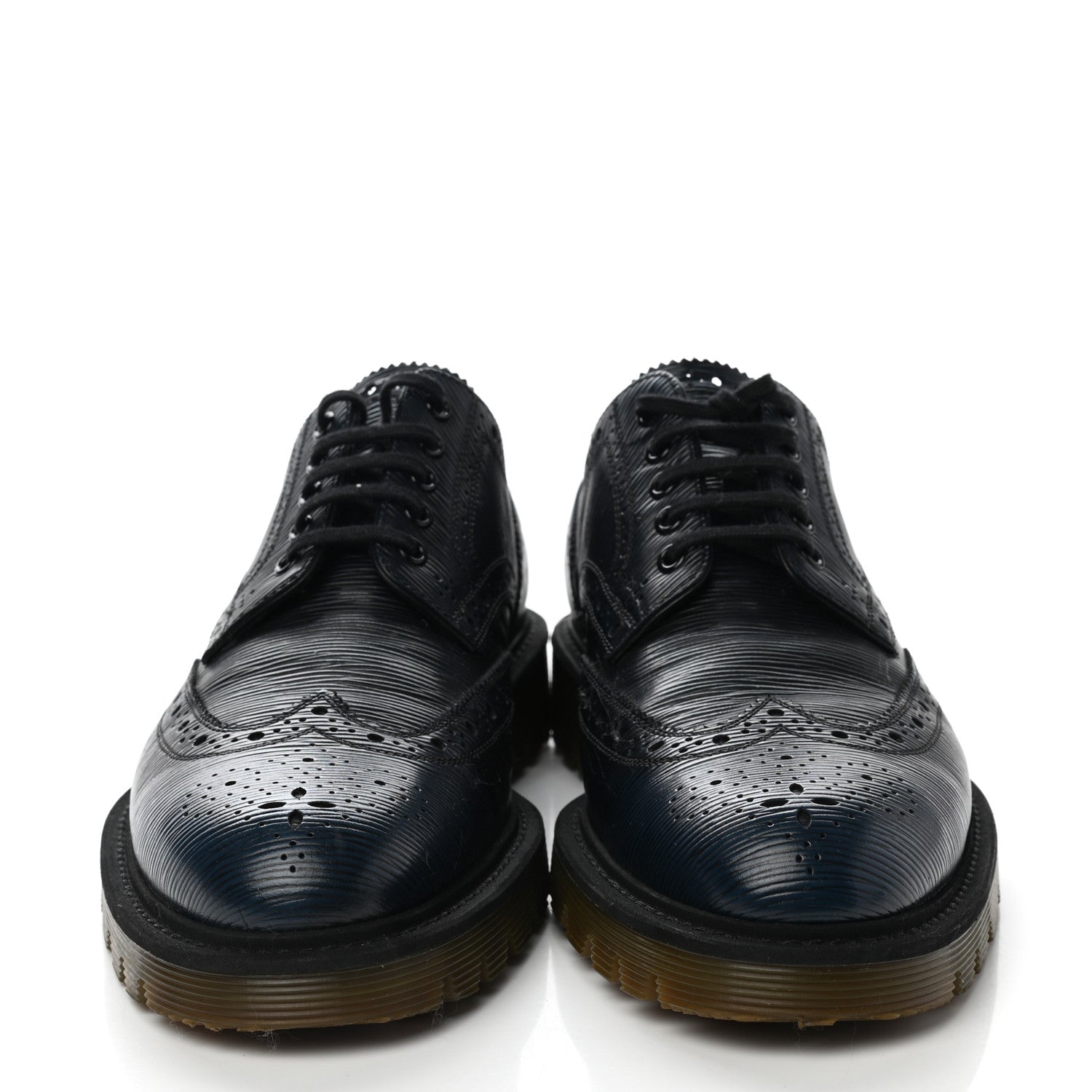 Louis Vuitton Epi Mens Voltaire Derby Shoes 7 Black Blue 2 of 8