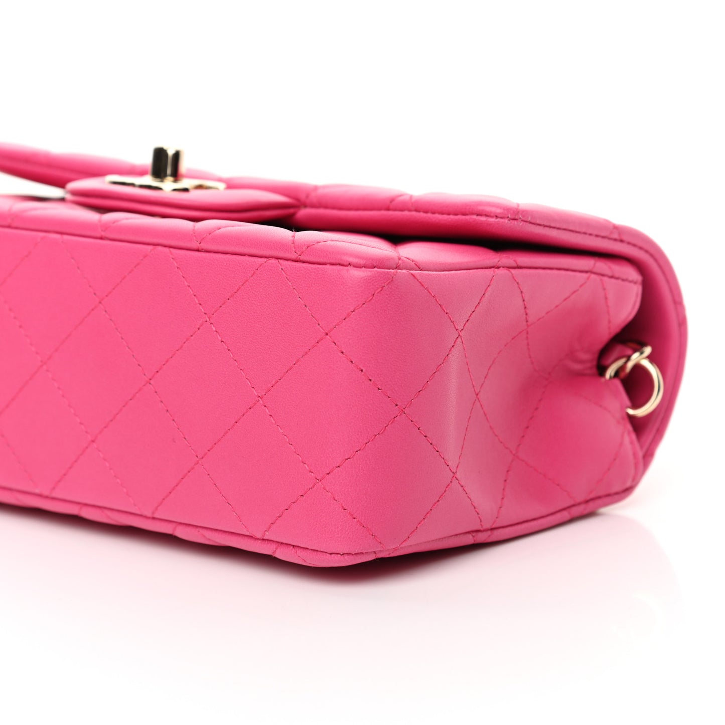 Lambskin Quilted Mini Rectangular Flap Fuchsia