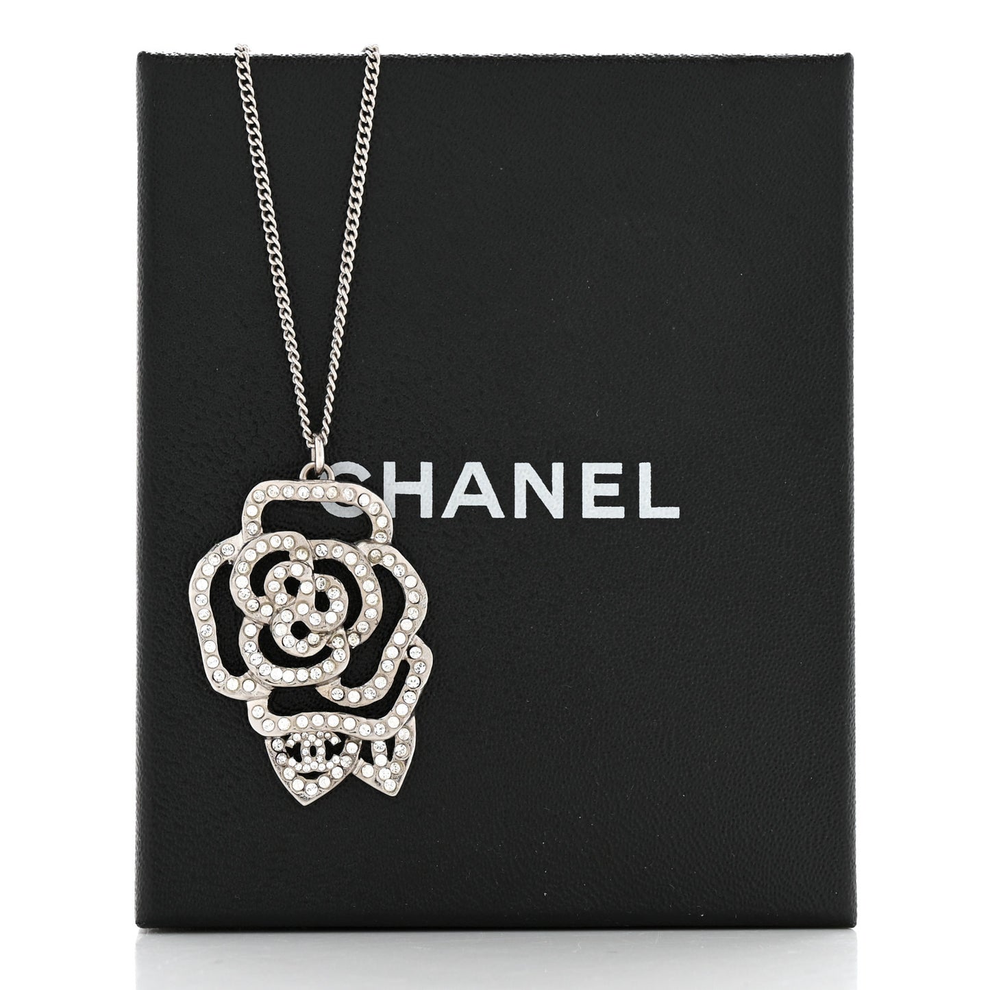 Crystal CC Camellia Necklace Silver