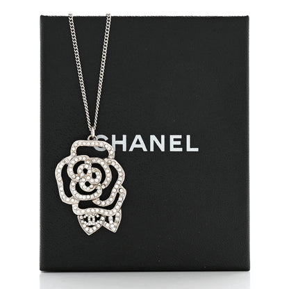 Chanel Crystal CC Camellia Necklace Silver 6 of 6