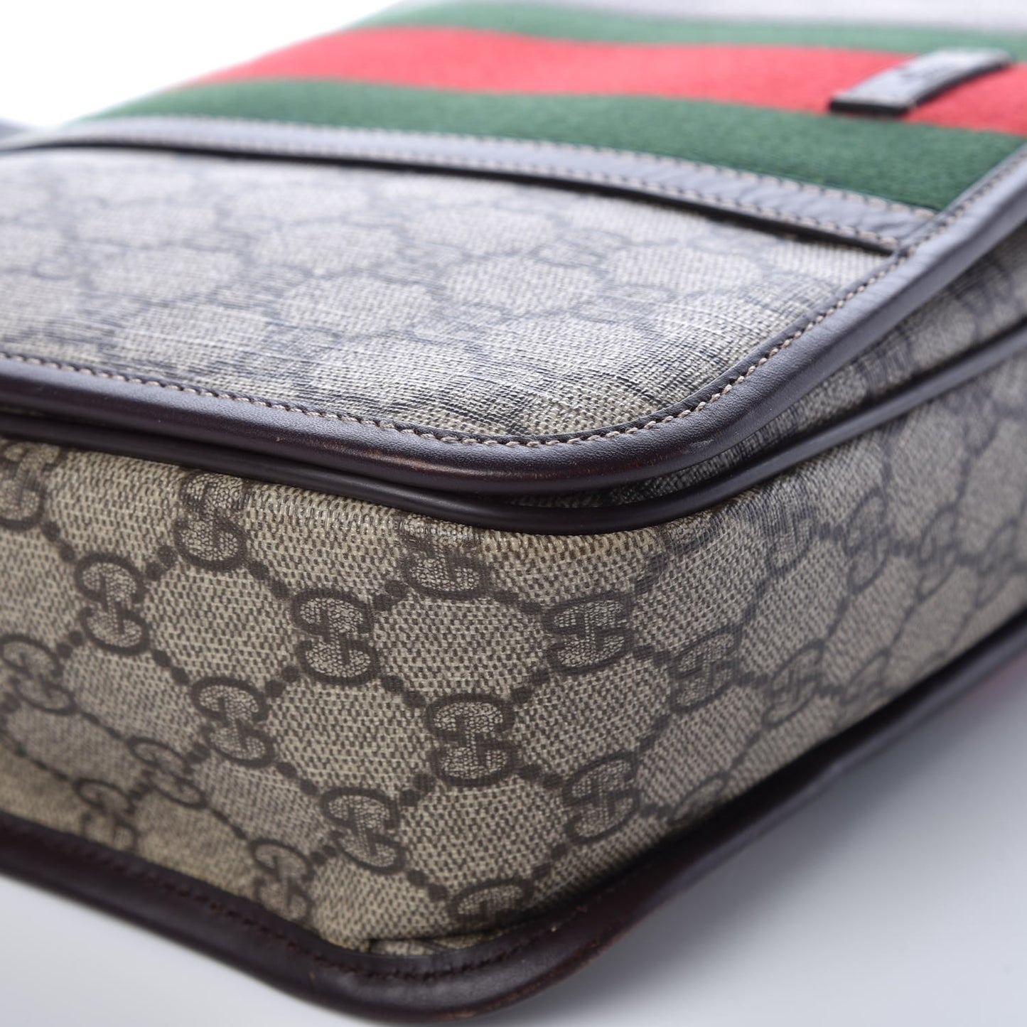 GG Plus Monogram Web Medium Flap Messenger Beige Dark Brown