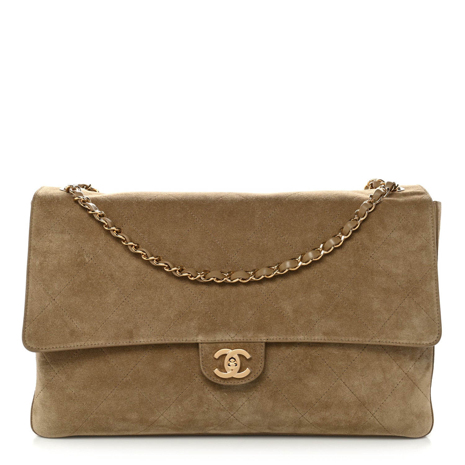 Chanel Suede Calfskin Souplissimo Maxi Flap Dark Beige 1 of 9
