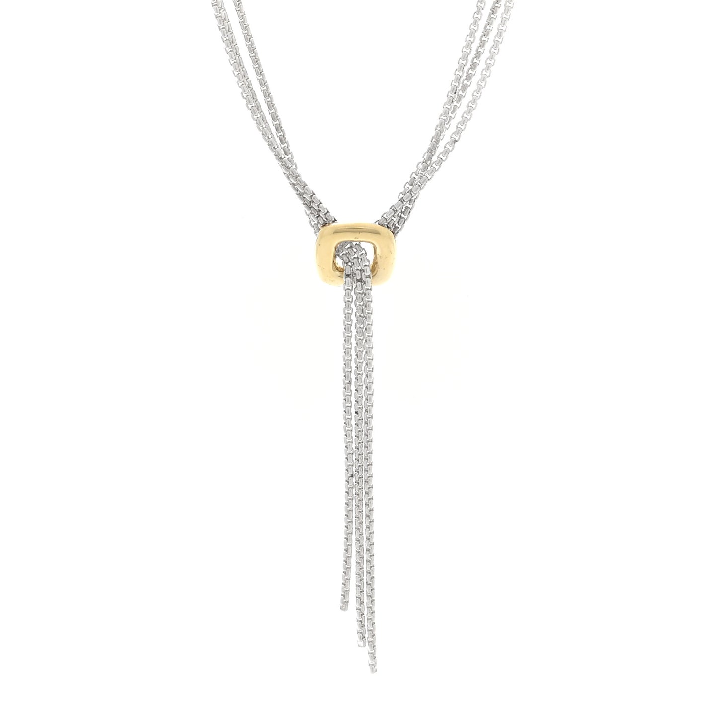 Sterling Silver 18K Yellow Gold Lariat Waterfall Necklace