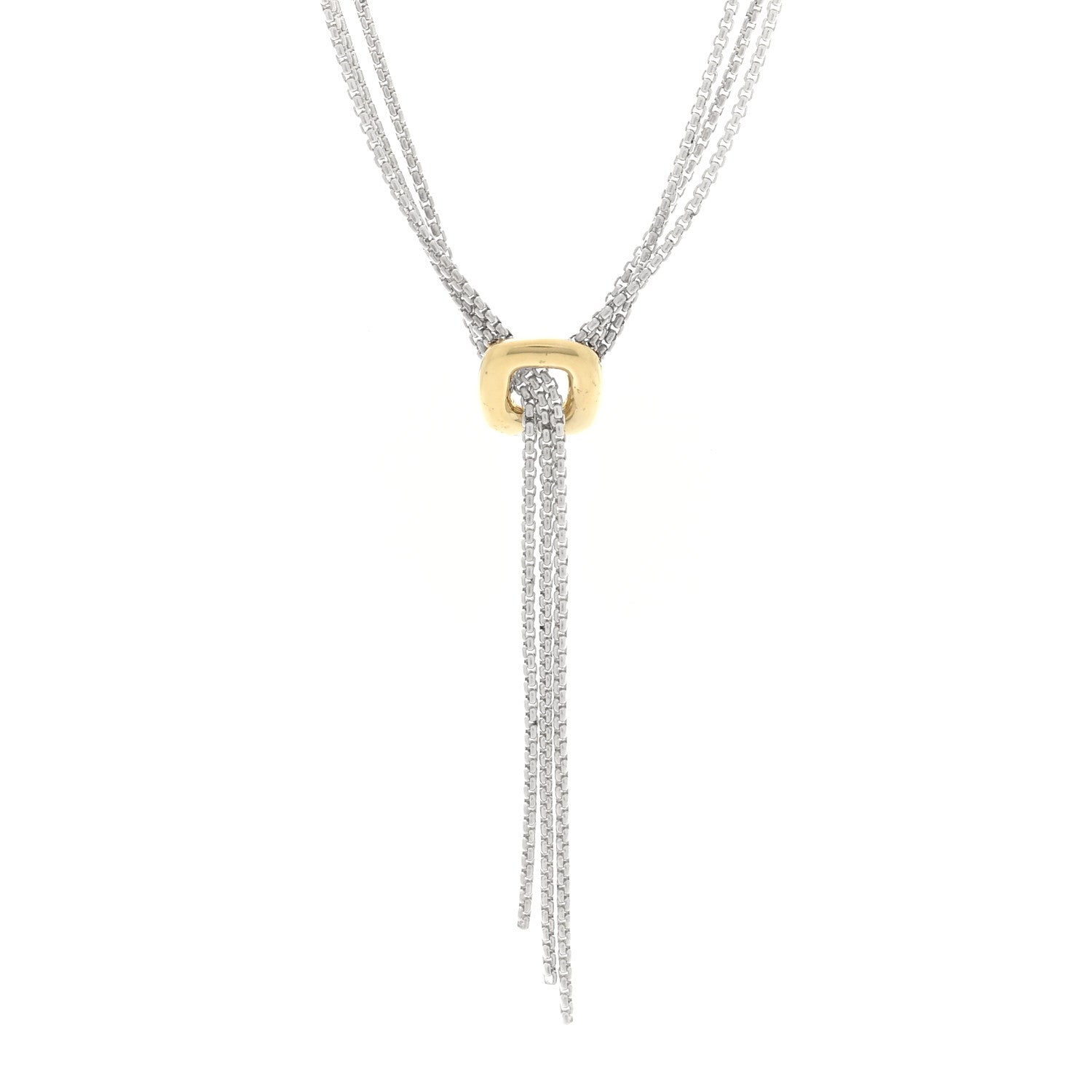David Yurman Sterling Silver 18K Yellow Gold Lariat Waterfall Necklace 1 of 4