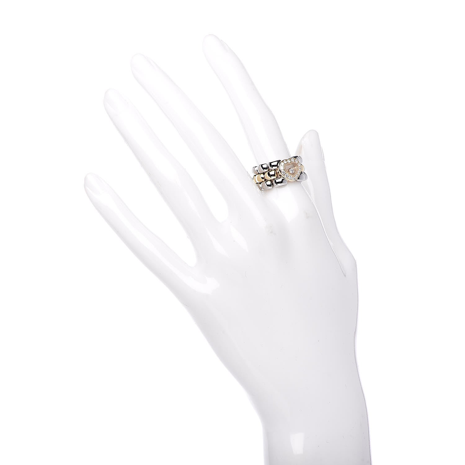 Chopard 18K Yellow White Gold Diamond Happy Diamonds Heart Ring 52 6 2 of 4