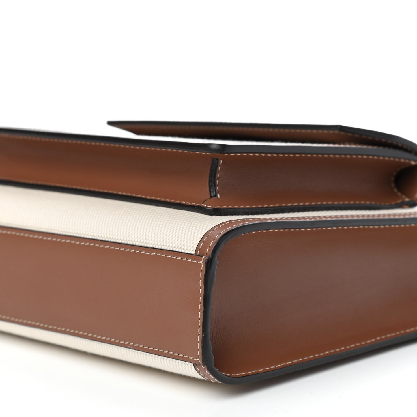 Canvas Smooth Calfskin Two Tone Mini Pocket Bag Natural Malt Brown