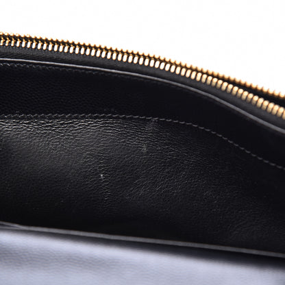 Saint Laurent Grain De Poudre Matelasse Chevron Monogram Envelope Chain Wallet Black 19 of 21