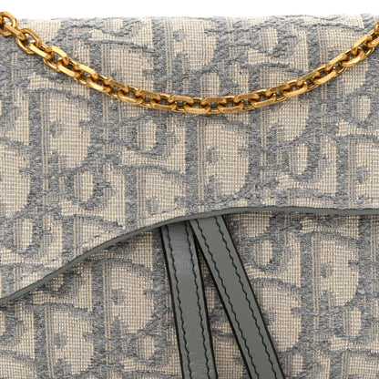 Christian Dior Oblique Saddle Chain Long Wallet Grey 9 of 12