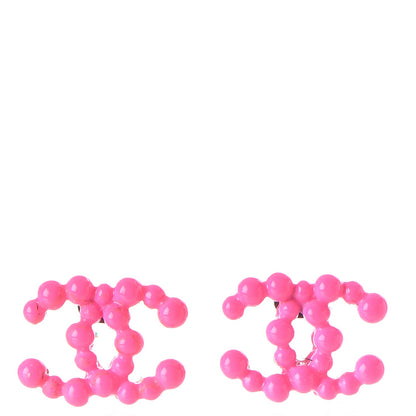 Chanel Resin Ruthenium CC Earrings Pink 1 of 7