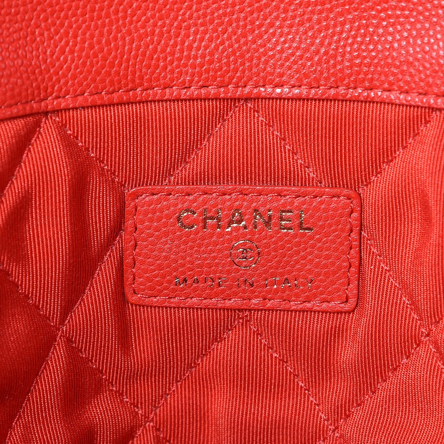 Caviar Quilted Large Golden Class Pouch Red