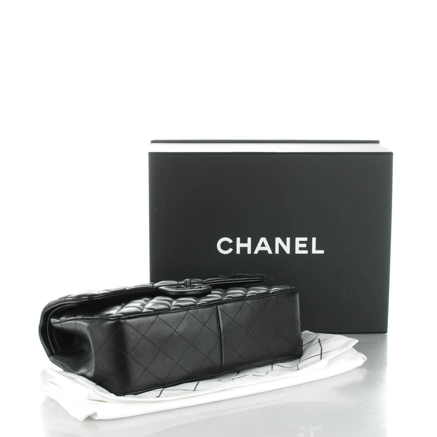 Lambskin Quilted Jumbo Double Flap So Black