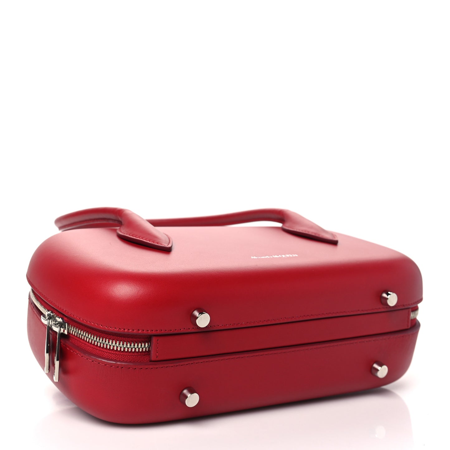 Calfskin Reverse Top Handle Clutch Red