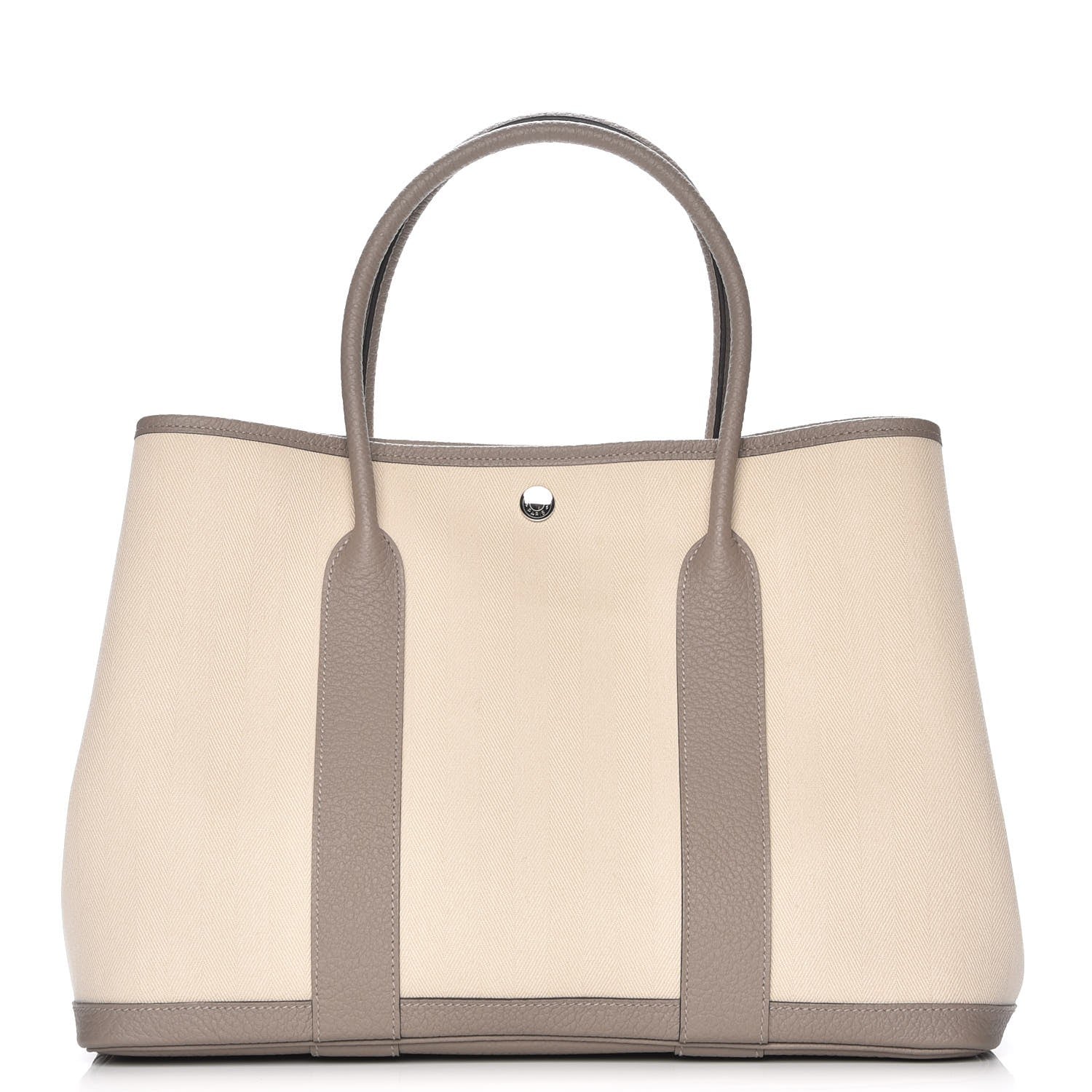 Hermes Toile Chevron Vache Country Garden Party Tote 36 MM Gris Asphalt Craie 1 of 8