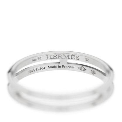 Hermes 18K White Gold Ariane Wedding Band Ring 52 6 4 of 5