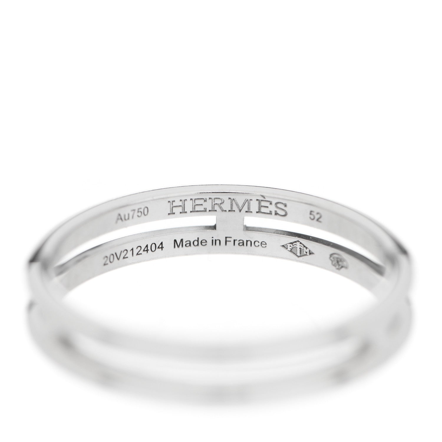 Hermes 18K White Gold Ariane Wedding Band Ring 52 6 4 of 5
